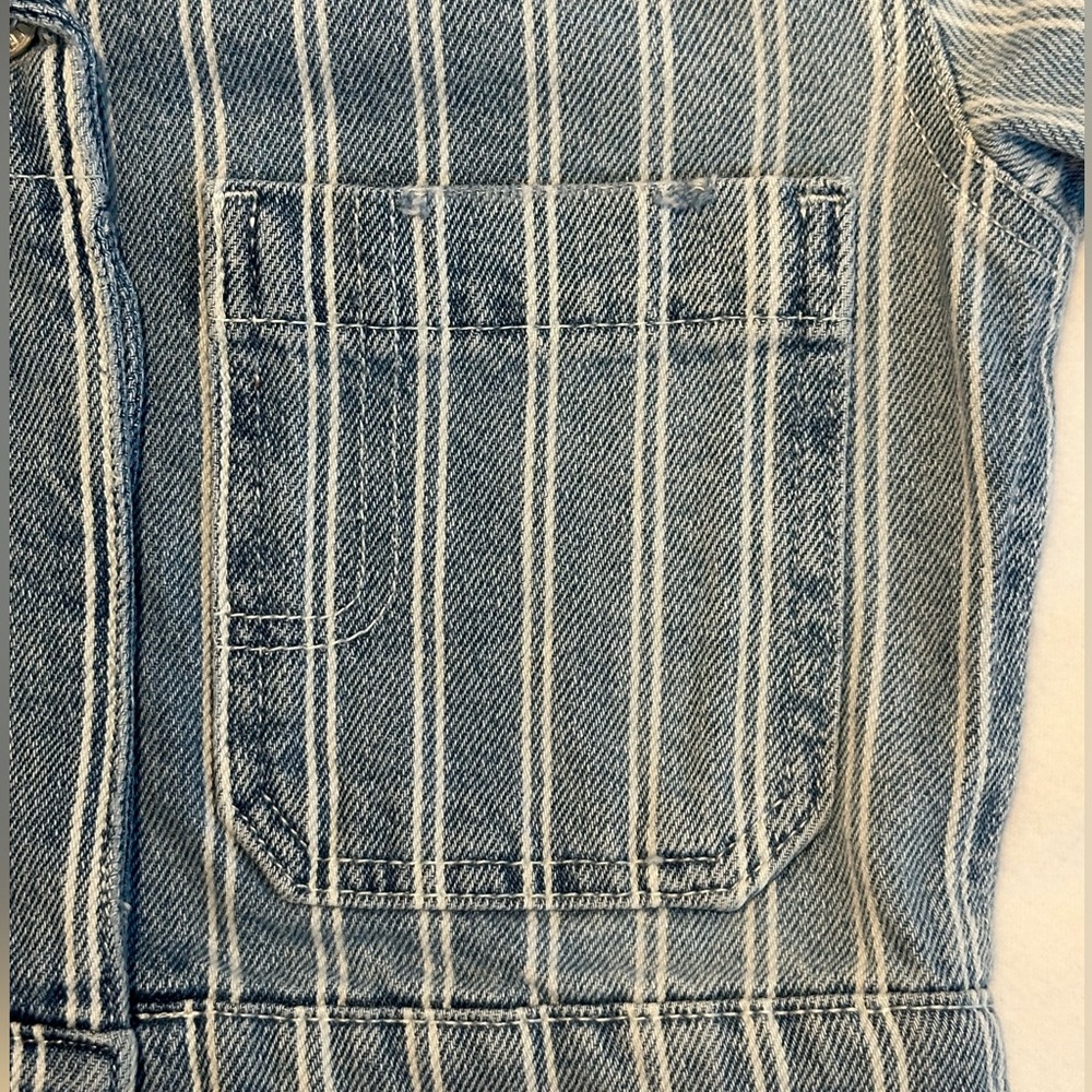 NWT Zara Stripe Denim Crop Jacket - Kids Size 6-7 - Picture 3 of 12